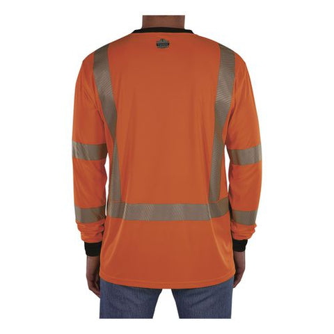 Glowear 8371bk Class 3 Performance Hi-vis Long Sleeve T-shirt With Black Bottom, 2x-large, Orange