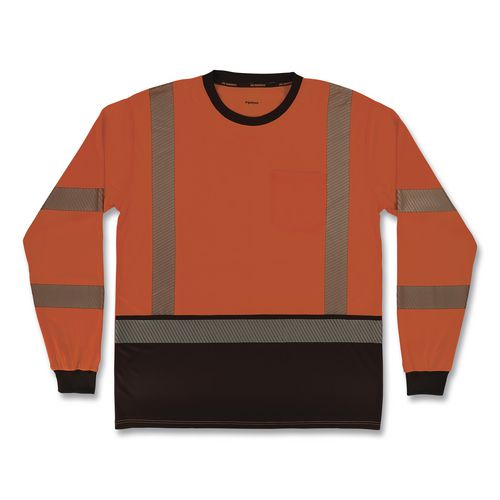 Glowear 8371bk Class 3 Performance Hi-vis Long Sleeve T-shirt With Black Bottom, 4x-large, Orange