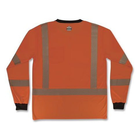 Glowear 8371bk Class 3 Performance Hi-vis Long Sleeve T-shirt With Black Bottom, 4x-large, Orange