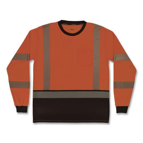 Glowear 8371bk Class 3 Performance Hi-vis Long Sleeve T-shirt With Black Bottom, 4x-large, Orange