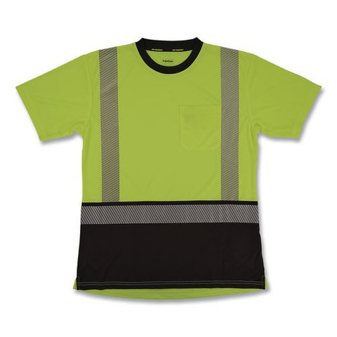 Glowear 8276bk Class 2 Women's Performance Hi-vis T-shirt With Black Bottom, X-small, Lime