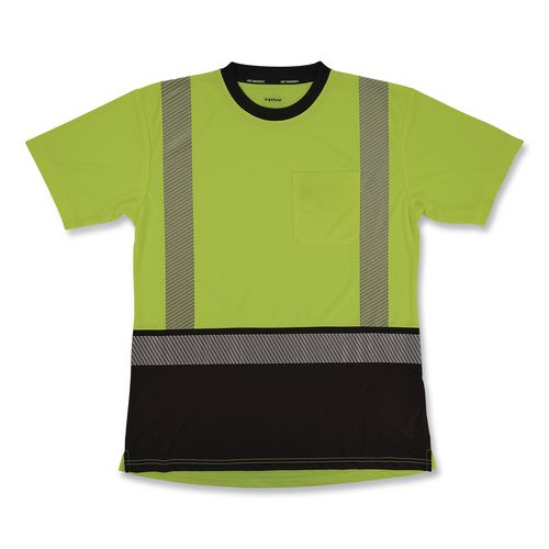 Glowear 8276bk Class 2 Women's Performance Hi-vis T-shirt With Black Bottom, X-large, Lime