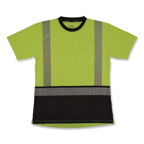 Glowear 8276bk Class 2 Women's Performance Hi-vis T-shirt With Black Bottom, X-large, Lime