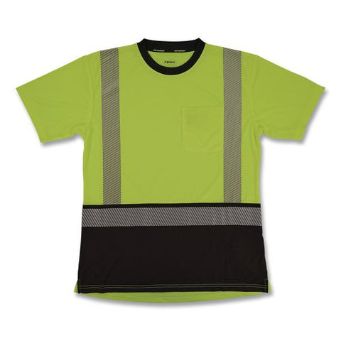 Glowear 8276bk Class 2 Women's Performance Hi-vis T-shirt With Black Bottom, 2x-large, Lime