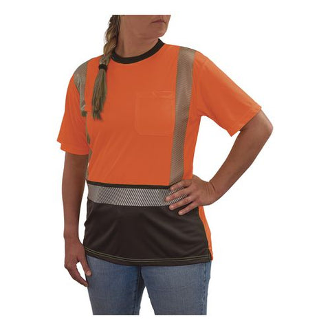 Glowear 8276bk Class 2 Women's Performance Hi-vis T-shirt With Black Bottom, Medium, Orange