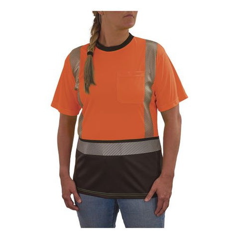 Glowear 8276bk Class 2 Women's Performance Hi-vis T-shirt With Black Bottom, Medium, Orange