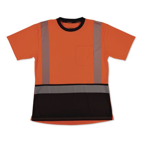 Glowear 8276bk Class 2 Women's Performance Hi-vis T-shirt With Black Bottom, X-large, Orange