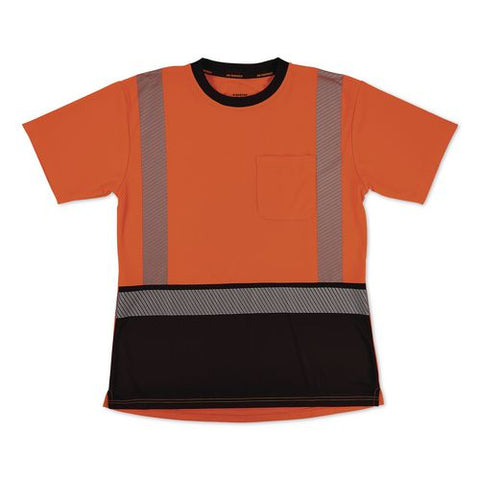 Glowear 8276bk Class 2 Women's Performance Hi-vis T-shirt With Black Bottom, 2x-large, Orange