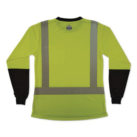 Glowear 8278bk Class 2 Women's Performance Hi-vis Long Sleeve T-shirt With Black Bottom, X-small, Lime