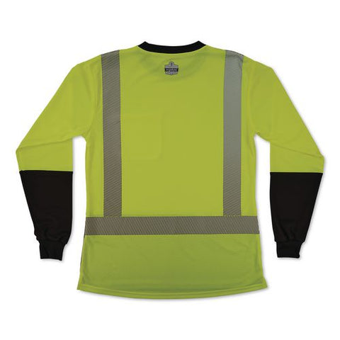 Glowear 8278bk Class 2 Women's Performance Hi-vis Long Sleeve T-shirt With Black Bottom, 3x-large, Lime