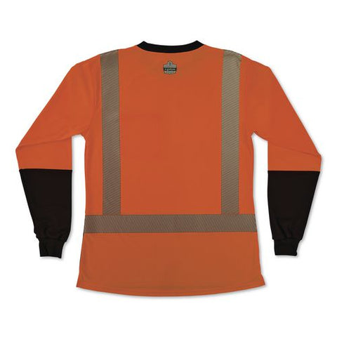 Glowear 8278bk Class 2 Women's Performance Hi-vis Long Sleeve T-shirt With Black Bottom, X-small, Orange