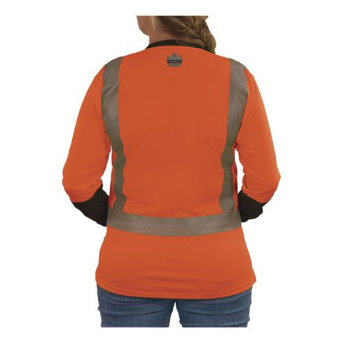 Glowear 8278bk Class 2 Women's Performance Hi-vis Long Sleeve T-shirt With Black Bottom, X-small, Orange