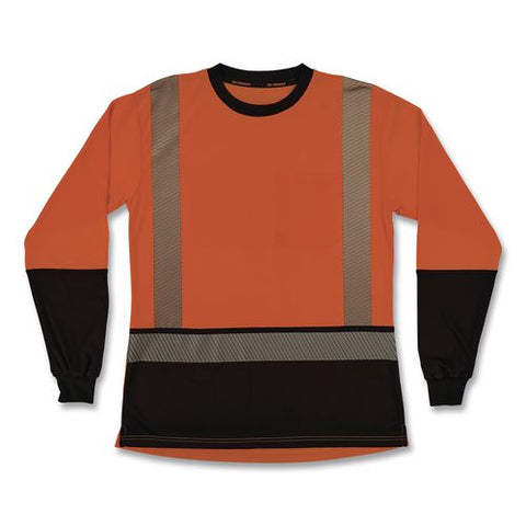 Glowear 8278bk Class 2 Women's Performance Hi-vis Long Sleeve T-shirt With Black Bottom, Small, Orange