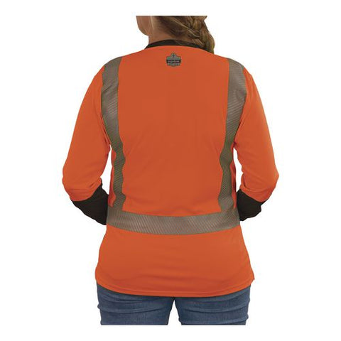 Glowear 8278bk Class 2 Women's Performance Hi-vis Long Sleeve T-shirt With Black Bottom, Medium, Orange