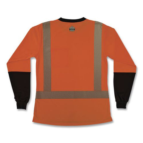 Glowear 8278bk Class 2 Women's Performance Hi-vis Long Sleeve T-shirt With Black Bottom, Medium, Orange