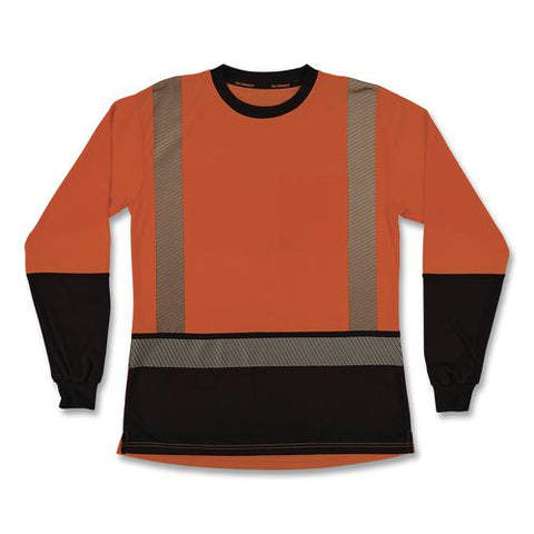 Glowear 8278bk Class 2 Women's Performance Hi-vis Long Sleeve T-shirt With Black Bottom, Medium, Orange