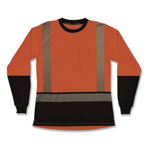 Glowear 8278bk Class 2 Women's Performance Hi-vis Long Sleeve T-shirt With Black Bottom, X-large, Orange