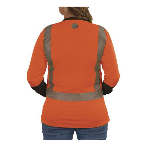 Glowear 8278bk Class 2 Women's Performance Hi-vis Long Sleeve T-shirt With Black Bottom, 2x-large, Orange