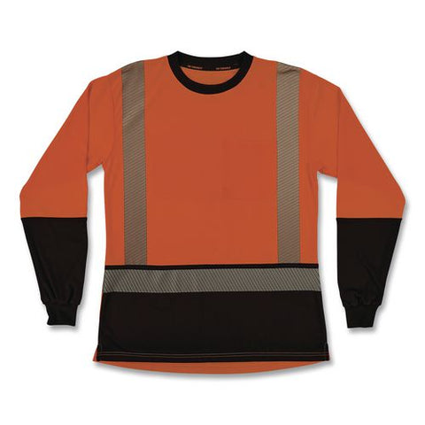 Glowear 8278bk Class 2 Women's Performance Hi-vis Long Sleeve T-shirt With Black Bottom, 2x-large, Orange