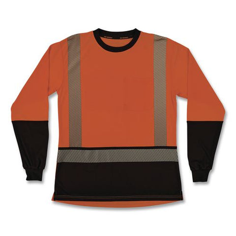 Glowear 8278bk Class 2 Women's Performance Hi-vis Long Sleeve T-shirt With Black Bottom, 3x-large, Orange