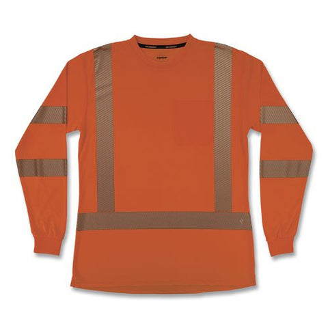 Glowear 8387 Class 3 Women's Performance Hi-vis Long Sleeve T-shirt, Small, Orange