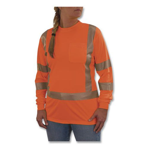 Glowear 8387 Class 3 Women's Performance Hi-vis Long Sleeve T-shirt, 2x-large, Orange