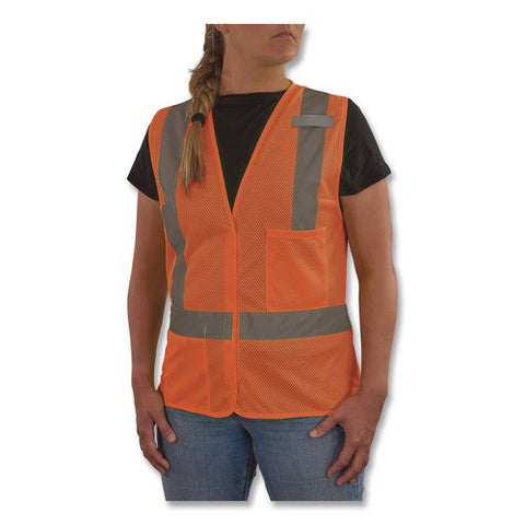 Glowear 8210hlw-s Class 2 Women's Hi-vis Vest With Hook-and-loop, Polyester, Small, Orange