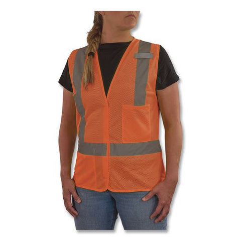Glowear 8210hlw-s Class 2 Women's Hi-vis Vest With Hook-and-loop, Polyester, Medium, Orange