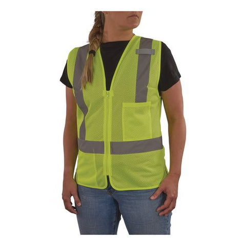 Glowear 8210zw-s Class 2 Women's Hi-vis Vest With Zipper, Polyester, 3x-large, Lime