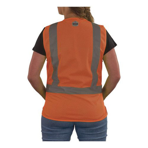 Glowear 8210zw-s Class 2 Women's Hi-vis Vest With Zipper, Polyester, Small, Orange