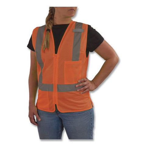 Glowear 8210zw-s Class 2 Women's Hi-vis Vest With Zipper, Polyester, Large, Orange