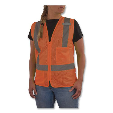 Glowear 8210zw-s Class 2 Women's Hi-vis Vest With Zipper, Polyester, Large, Orange