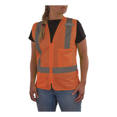 Glowear 8210zw-s Class 2 Women's Hi-vis Vest With Zipper, Polyester, 3x-large, Orange
