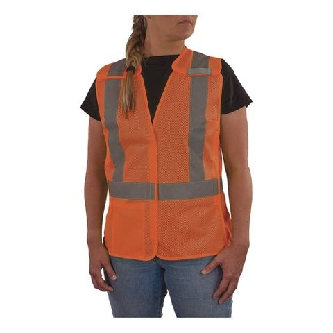 Glowear 8215baw-s Class 2 Women's Hi-vis Breakaway Vest With Hook-and-loop, Polyester, X-large, Orange