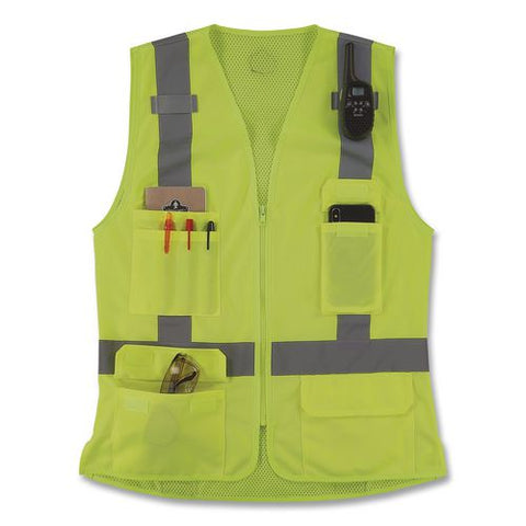 Glowear 8247zw-s Class 2 Women's Hi-vis Surveyor Vest With Zipper, Polyester, Small, Lime