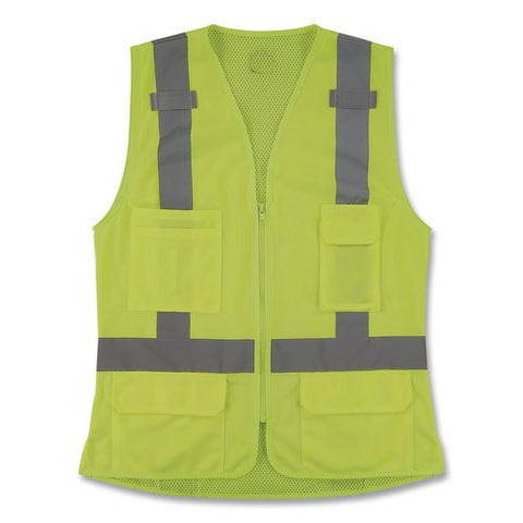Glowear 8247zw-s Class 2 Women's Hi-vis Surveyor Vest With Zipper, Polyester, Small, Lime