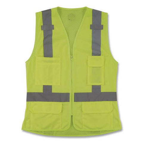 Glowear 8247zw-s Class 2 Women's Hi-vis Surveyor Vest With Zipper, Polyester, Medium, Lime