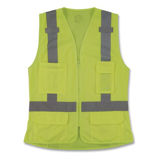 Glowear 8247zw-s Class 2 Women's Hi-vis Surveyor Vest With Zipper, Polyester, Large, Lime