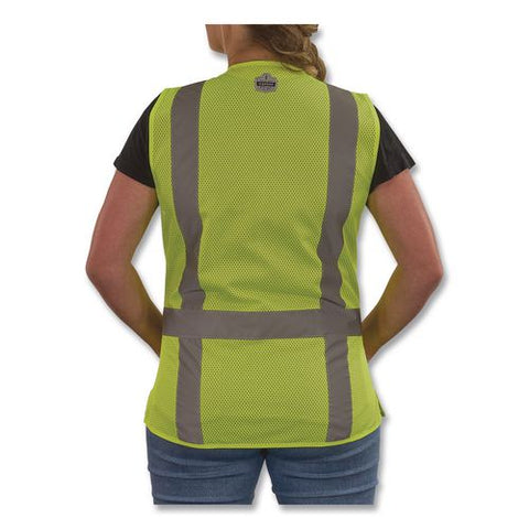 Glowear 8247zw-s Class 2 Women's Hi-vis Surveyor Vest With Zipper, Polyester, Large, Lime
