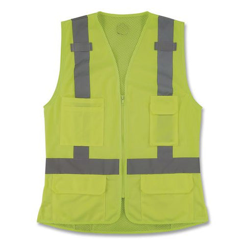 Glowear 8247zw-s Class 2 Women's Hi-vis Surveyor Vest With Zipper, Polyester, Large, Lime