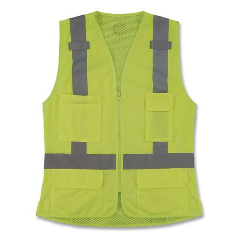 Glowear 8247zw-s Class 2 Women's Hi-vis Surveyor Vest With Zipper, Polyester, X-large, Lime