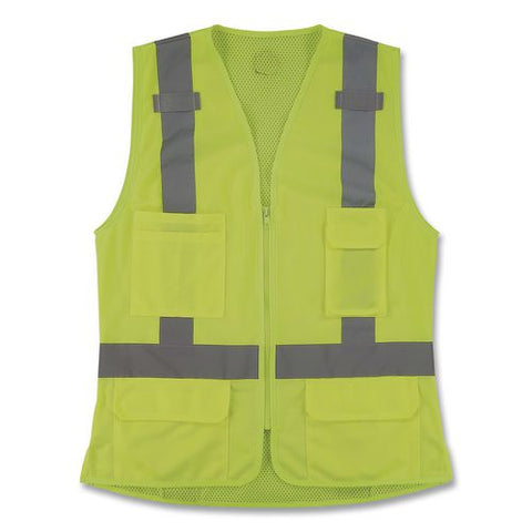 Glowear 8247zw-s Class 2 Women's Hi-vis Surveyor Vest With Zipper, Polyester, 2x-large, Lime