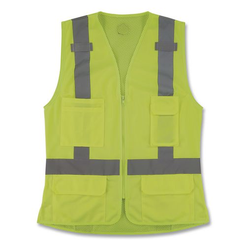 Glowear 8247zw-s Class 2 Women's Hi-vis Surveyor Vest With Zipper, Polyester, 3x-large, Lime