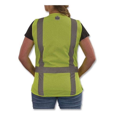 Glowear 8247zw-s Class 2 Women's Hi-vis Surveyor Vest With Zipper, Polyester, 3x-large, Lime