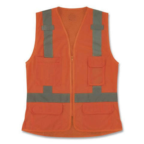 Glowear 8247zw-s Class 2 Women's Hi-vis Surveyor Vest With Zipper, Polyester, Small, Orange