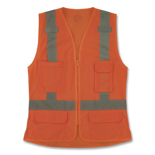 Glowear 8247zw-s Class 2 Women's Hi-vis Surveyor Vest With Zipper, Polyester, Medium, Orange
