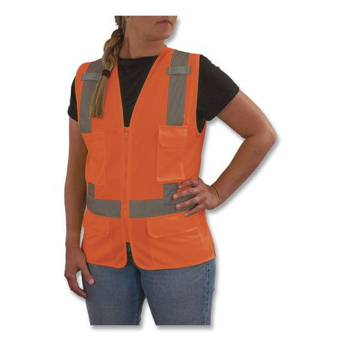 Glowear 8247zw-s Class 2 Women's Hi-vis Surveyor Vest With Zipper, Polyester, Medium, Orange