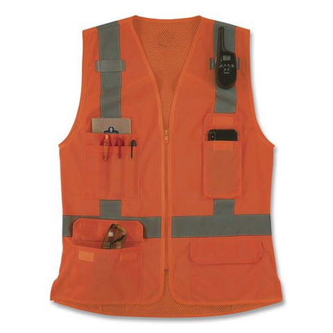 Glowear 8247zw-s Class 2 Women's Hi-vis Surveyor Vest With Zipper, Polyester, Medium, Orange