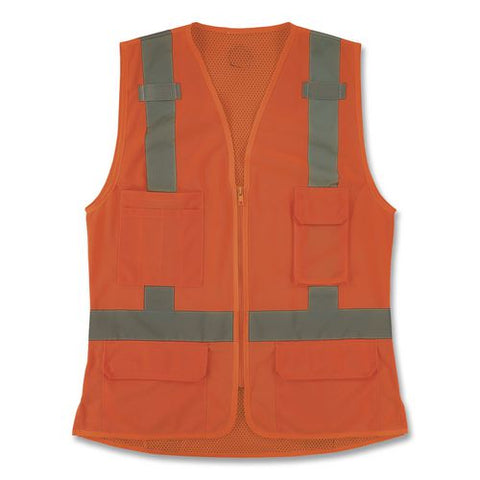 Glowear 8247zw-s Class 2 Women's Hi-vis Surveyor Vest With Zipper, Polyester, Medium, Orange