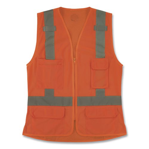 Glowear 8247zw-s Class 2 Women's Hi-vis Surveyor Vest With Zipper, Polyester, Large, Orange